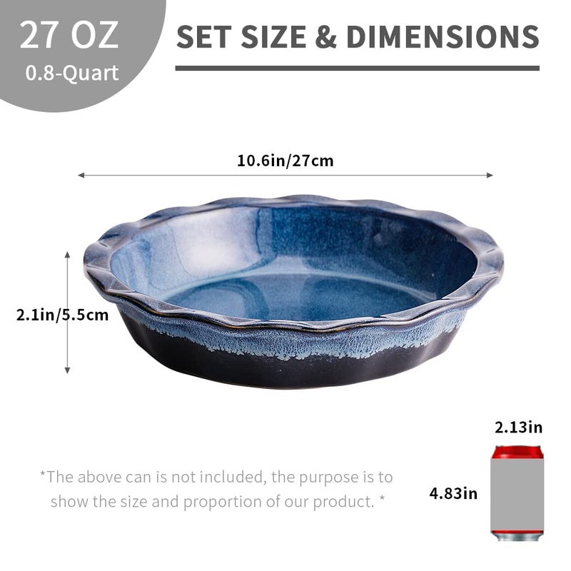 KOOV Ceramic, 9 Inches Pie Plate, Pie Dish for Dessert Kitchen, Round Baking Dish Pan for Dinner, Wrapping Upgrade, Reactive Glaze (Nebula Blue) - Image 3